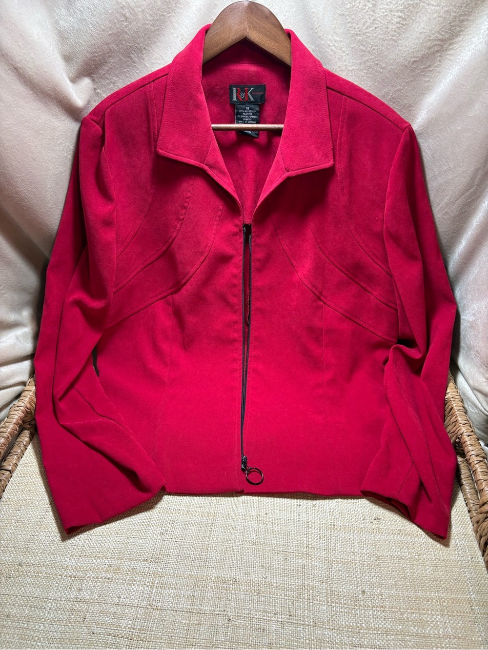 R&K Originals Red Faux Suede Zip Jacket Size 18 Plus Retro Y2K